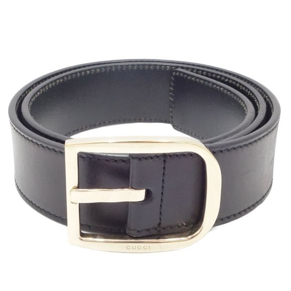 GUCCI 162934 Belt 85���34 Leather Black 180222 - Picture 1 of 10